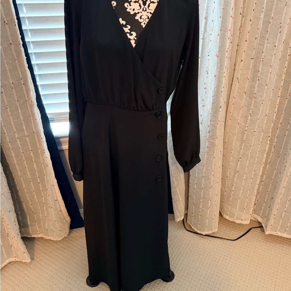 ASOS - VILA Black Long Sleeve Button Dress